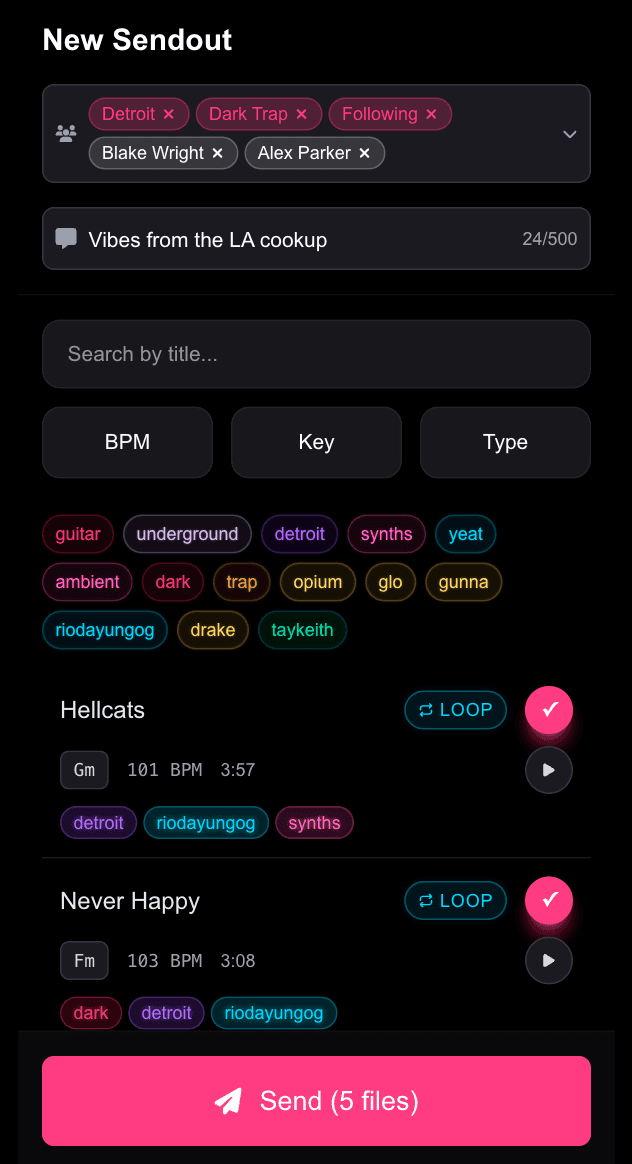 Create and send a sendout to your network